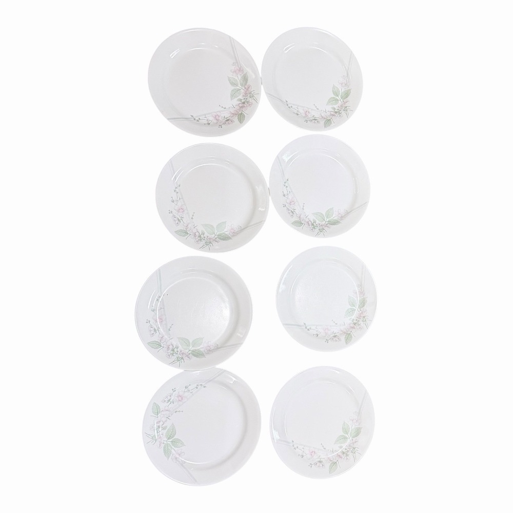 Set of 8 Corelle Corning Veranda Salad Dessert Bread Plates 7 1/4" Pink Flowers